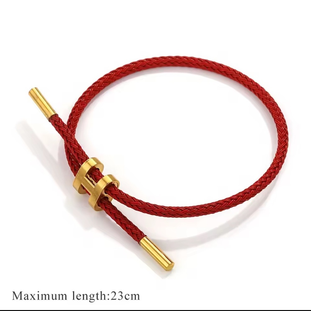 Unisex Red 🔴 Rope Stainless Steel Pull H Bracelet - Picture 4 of 9